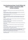 Psychopharmacology&comma; Fourth Edition By Meyer&colon; Chapter 1 Questions With Correct Answers&period;