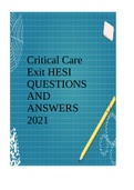 Critical Care Exit HESI QUESTIONS AND ANSWERS 2021