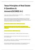 Texas Principles of Real Estate II Questions & Answers&lpar;SCORED A&plus;&rpar;
