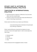 STUDY UNIT 2 : ACTORS IN INTERNATIONAL POLITICS SUMMARY NOTES