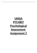 A grade for Psychological Assessment A02 MCQ test.