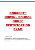CORRECT&excl;&excl; NBCSN - SCHOOL NURSE CERTIFICATION EXAM