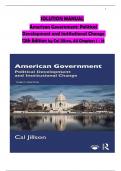 SOLUTION MANUAL - American Government&colon; Political Development and Institutional Change&comma; 12th Edition by Cal Jillson&comma; All Chapters 1 - 16&comma; Complete Latest Version