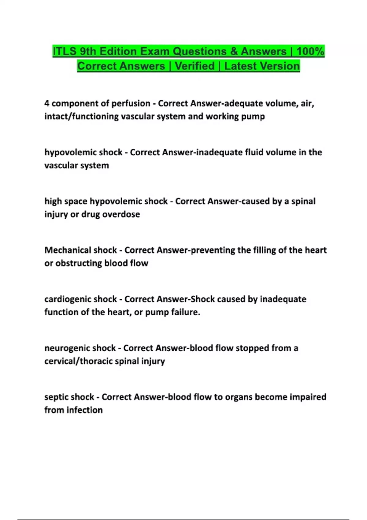 ITLS 英語版 Ninth Edition ITLS 9th Edition Practice Test