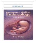Test Bank for Langmans Medical Embryology 8th edition.