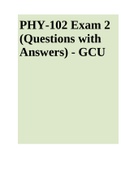 GCU PHY-102 Atomic and Nuclear Physics Exercises (Marked Exam 100%) | PHY-102 Week 1 Assignment. PHY-102: Motion Exercises | PHY-102 MODULE 4 MIDTERM EXAM & PHY-102 Exam 2 (Questions with Answers) - GCU