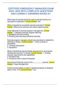 CERTIFIED EMERGENCY MANAGER EXAM  2024- 2025 WITH COMPLETE QUESTIONS  AND CORRECT ANSWERS RATED A&plus;
