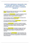 CERTIFIED EMERGENCY MANAGER&comma; CEM EXAM 2024- 2025 WITH COMPLETE  QUESTIONS AND CORRECT ANSWERS  RATED A&plus;