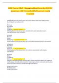 WGU Course C838 - Managing Cloud Security C838 OA Questions with Correct Verified Answers Latest  A&plus; graded