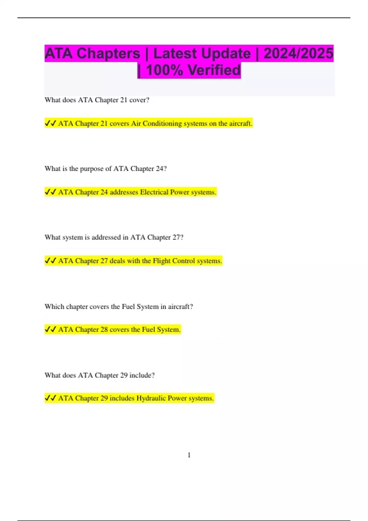 ATA Chapters | Latest Update | 2024/2025 | 100% Verified - ATA Chapters ...