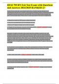 HESI 799 RN Exit Test Exam with Questions and Answers 2024&sol;2025 RANKED A&plus;