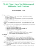 Final Exam Study Guide - NR602 / NR-602 / NR 602 (Latest 2022 / 2023) : Primary Care of the Childbearing and Childrearing Family Practicum - Chamberlain