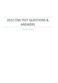 2022 CNA Test Questions & Answers