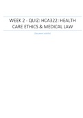 Week 2 - Quiz: HCA322: Health Care Ethics & Medical Law