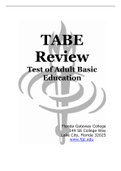 TABE Review Test of Adult Basic Education Exam