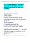 AWS Certified Solutions Architect - Associate Practice Questions and Answers 2022&sol;2023&lpar;Full Quiz Bank Rated A&plus;&rpar;