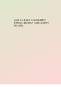 AQA A-LEVEL GEOGRAPHY PAPER 2 HUMAN GEOGRAPHY MS 2021.