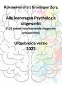 Alle leervragen Psychologie - Universiteit Groningen - Nieuwe meer uitgebreide lijst 2022