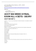 ACCT 504 WEEK 8 FINAL  EXAM ALL 4 SETS - DEVRY