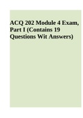 ACQ 202 Module 4 Exam, Part I (Contains 19 Questions Wit Answers)