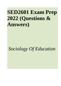 SED2601 Exam Prep 2022 (Questions & Answers)