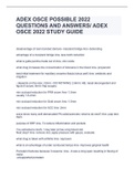 ADEX OSCE POSSIBLE 2022 QUESTIONS AND ANSWERS/ ADEX OSCE 2022 STUDY GUIDE