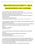 HESI EXIT RN V2 EXAM 2022 (REAL EXAM) 160 QUESTIONS WITH ANSWERS