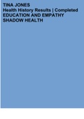 TINA JONES Health History Results | Completed EDUCATION AND EMPATHY SHADOW HEALTH