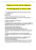Pediatric Growth and Development Exam, NCLEX Questions & Answers 2022