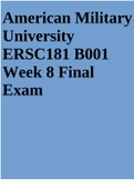 American Military University ERSC181 B001 Week 8 Final Exam