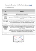 SBI4U (AP Biology) - Population Dynamics Summary/Test Review