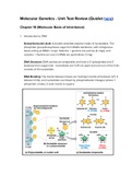 SBI4U (AP Biology) - Molecular Genetics Summary/Test Review