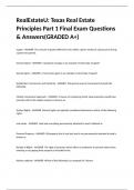 RealEstateU&colon; Texas Real Estate Principles Part 1 Final Exam Questions & Answers&lpar;GRADED A&plus;&rpar;