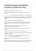 Certified Psychiatric Rehabilitation Practitioner &lpar;CPRP&rpar; Exam Prep QUESTIONS AND ANSWERS ALREADY PASSED 2024&sol;2025
