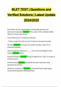 BLET TEST &vert; Questions and Verified Solutions &vert; Latest Update 2024&sol;2025