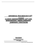 Exam (elaborations) Psy Misc  Abnormal Psychology, Textbook, ISBN: 9780471473923