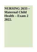 NUR2633 Maternal Child Health – Exam 2 2022.