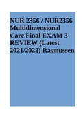 NUR 2356 / NUR2356 Multidimensional Care Final EXAM 3 REVIEW (Latest 2021/2022) Rasmussen