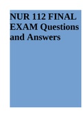 NUR 112 FINAL EXAM Questions and Answers
