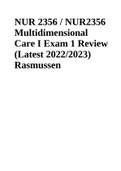 NUR 2356 Multidimensional Care I Exam 1 | Exam 2 Review |  Final Exam Study Guide (Latest 2022) | NUR2356 Multidimensional Care Final EXAM 3 REVIEW (Latest 2021/2022) Rasmussen