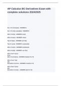 AP Calculus BC Derivatives Exam with complete solutions 2024&lowbar;2025