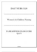 &lpar;WGU D447&rpar; NURS 3120 Women-s & Children Nursing - FA Readiness Exam Guide - 2024