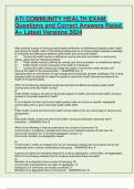 ATI COMMUNITY HEALTH EXAM Questions and Correct Answers Rated A&plus; Latest Versions 2024