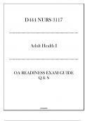 &lpar;WGU D444&rpar; NURS 3117 Adult Health I - OA Readiness Exam Guide - 2024