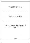 &lpar;WGU D442&rpar; NURS 3115 Basic Nursing Skills - OA Readiness Exam Guide - 2024