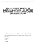 MDA 224 HESI EXIT V6 &lpar;NEW&rpar; &lpar;160 QUESTIONS & ANSWERS&rpar; 100&percnt; CORRECT GUARANTEED SUCCESS LATEST UPDATE 2021&sol;2022 GRADED A&plus;