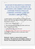 NCLEX RN FUNDAMENTALS NEWEST  2024 ACTUAL EXAM COMPLETE 100  QUESTIONS AND CORRECT DETAILED  ANSWERS WITH RATIONALES  &lpar;VERIFIED ANSWERS&rpar; &vert;ALREADY  GRADED A&plus;&vert;&vert;BRAND NEW&excl;&excl; 