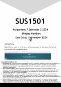 SUS1501 Assignment 7 &lpar;ANSWERS&rpar; Semester 2 2024 - DISTINCTION GUARANTEED