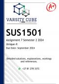 SUS1501 Assignment 7 &lpar;DETAILED ANSWERS&rpar; Semester 2 2024 - DISTINCTION GUARANTEED