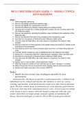 NR 511 MIDTERM STUDY GUIDE 1 &ndash; WEEKLY TOPICS WITH ANSWERS